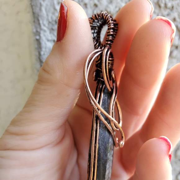 New Oversized Orthoceras Fossil Wire Wrapped Pendant. - Picture 9 of 15